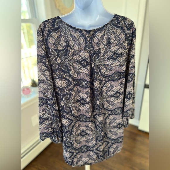 𝅺MAURICE’S Navy Blue Plum Gray Zipper Blouse Size Small - Picture 9 of 15